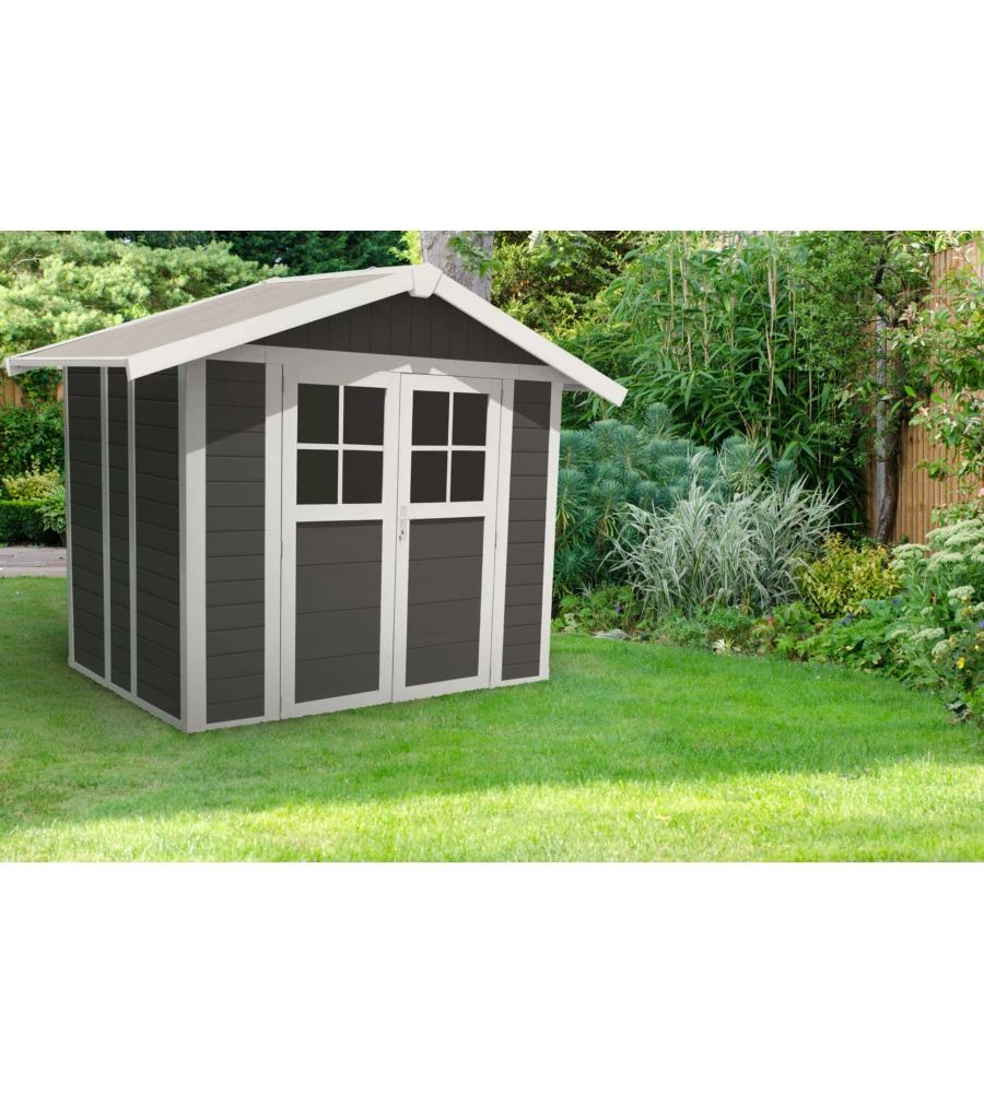 CASETTA DA GIARDINO IN PVC GROSFILLEX "DECO 5" GRIGIO SCURO E BIANCO 295X261X236 CM - COD. 22905276